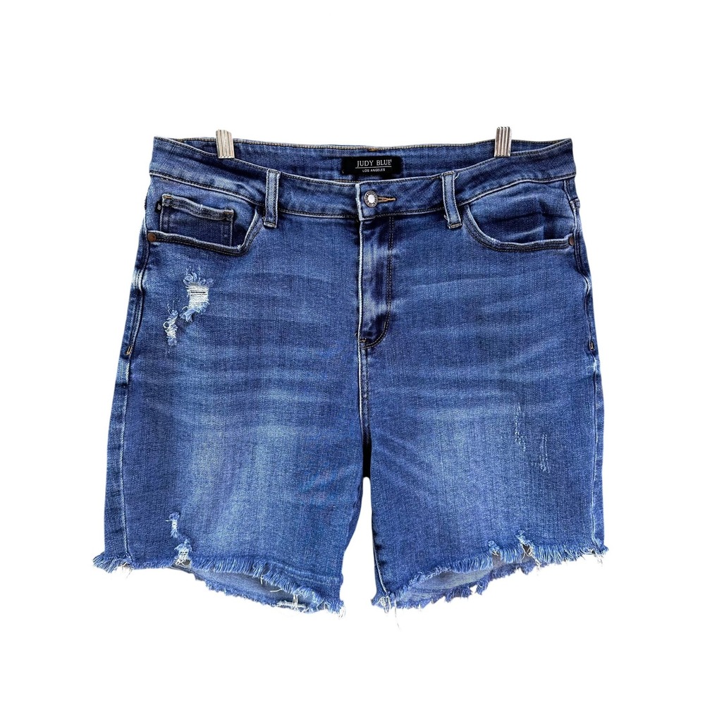 Judy Blue Medium Wash Distressed Denim Jean Shorts